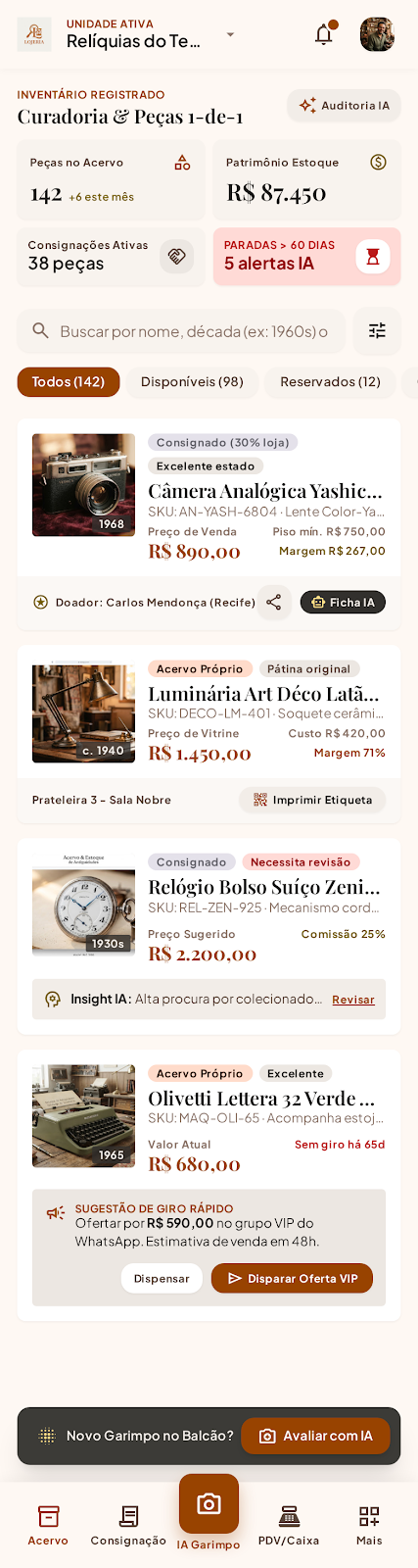 Painel e Acervo do ERP Lojeria